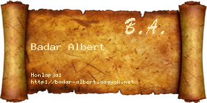 Badar Albert névjegykártya